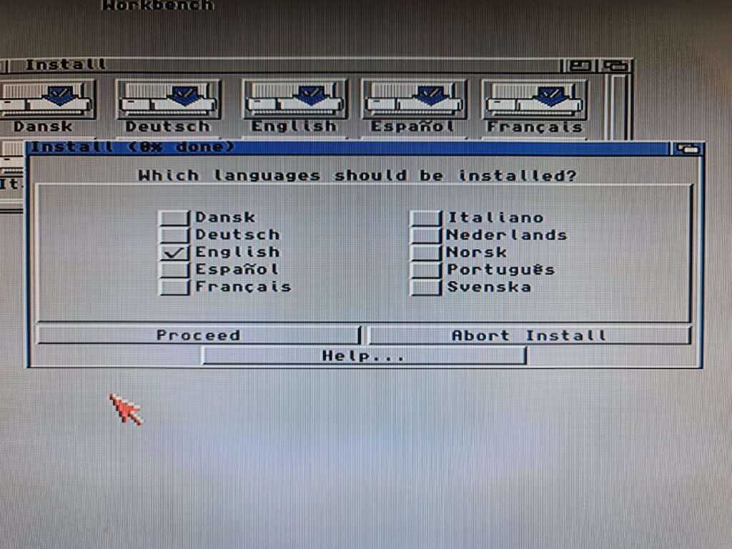 Amiga Language Selection Screen