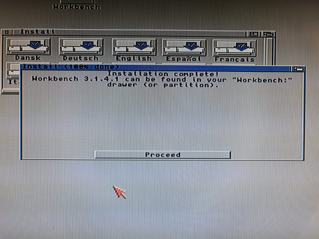 Amiga installation complete message