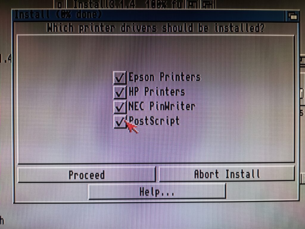 Amiga Printer Driver Request Screen