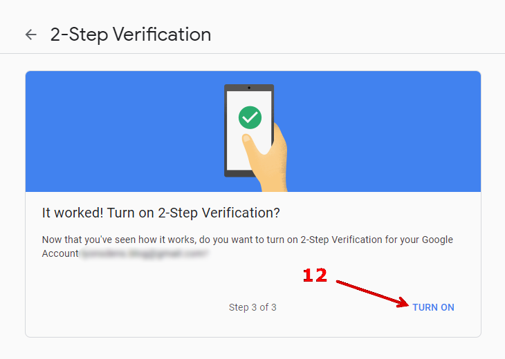 How to enable '2-step verification' in Gmail.