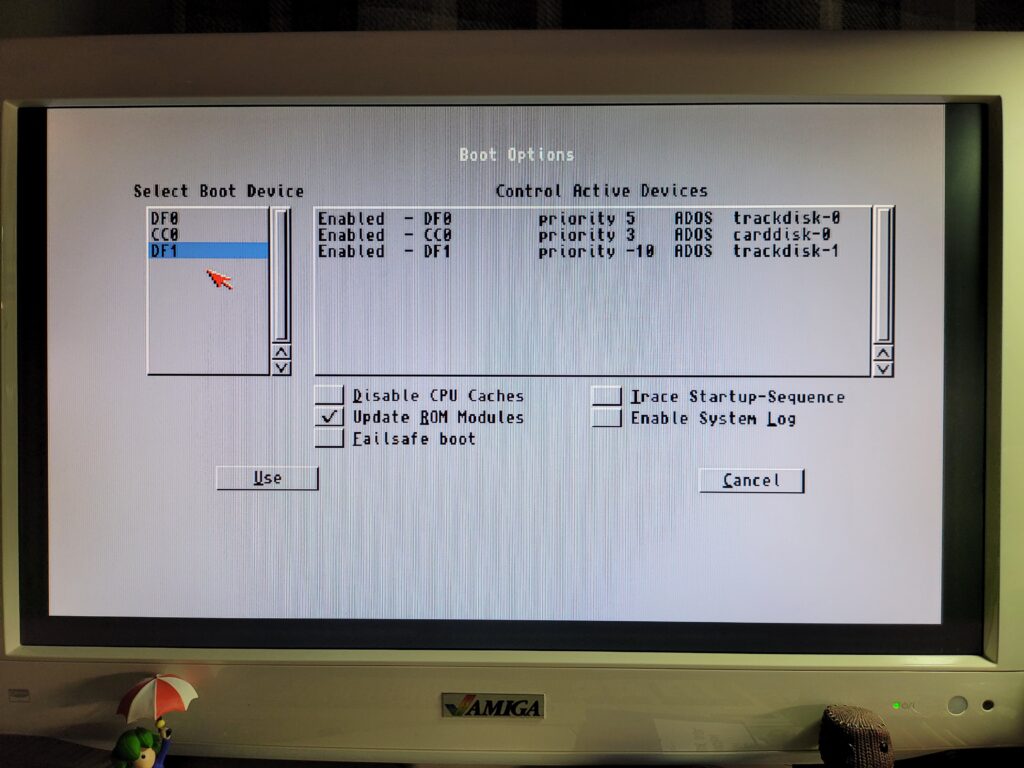 Amiga 1200 Boot Options Screen