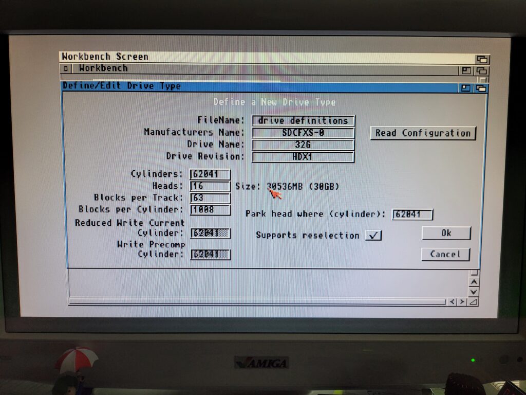 Amiga HDToolBox – Defining a New Drive