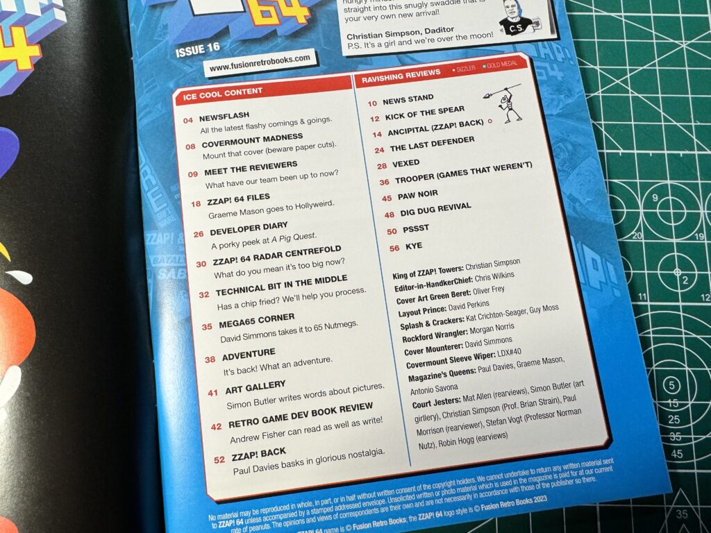 Zzap! 64 Issue 16 Contents Page