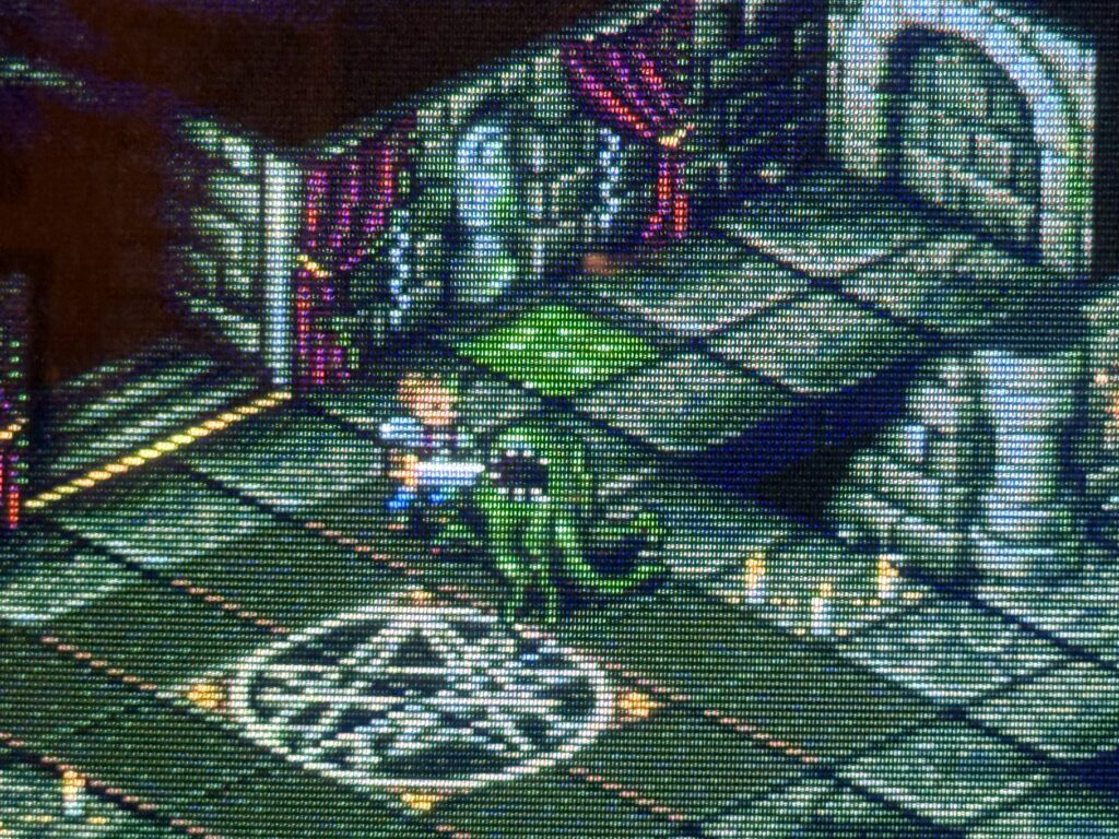 Close-up of the game graphics on CRT